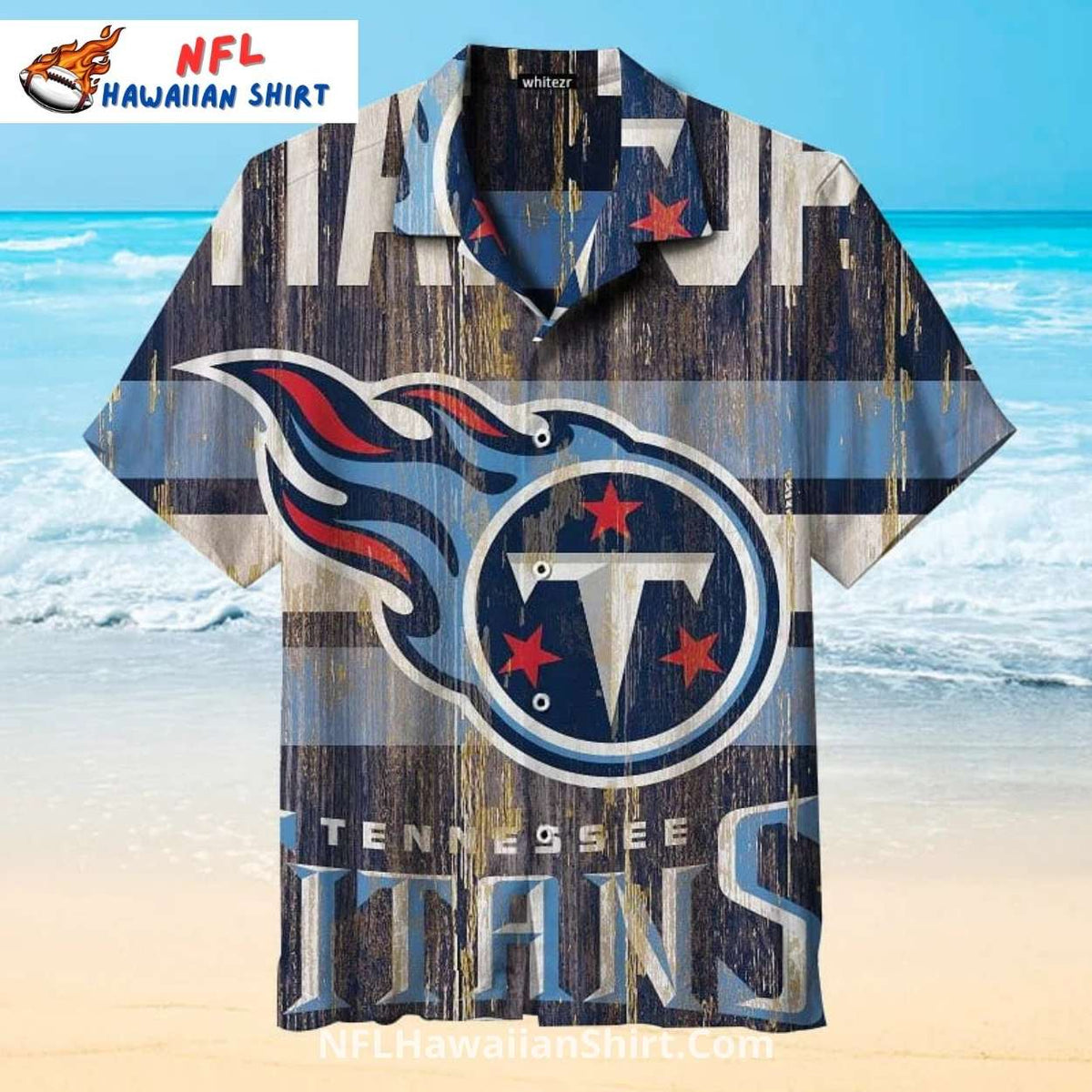 Tennessee Titans Rustic Wood Logo Beach Shirt
