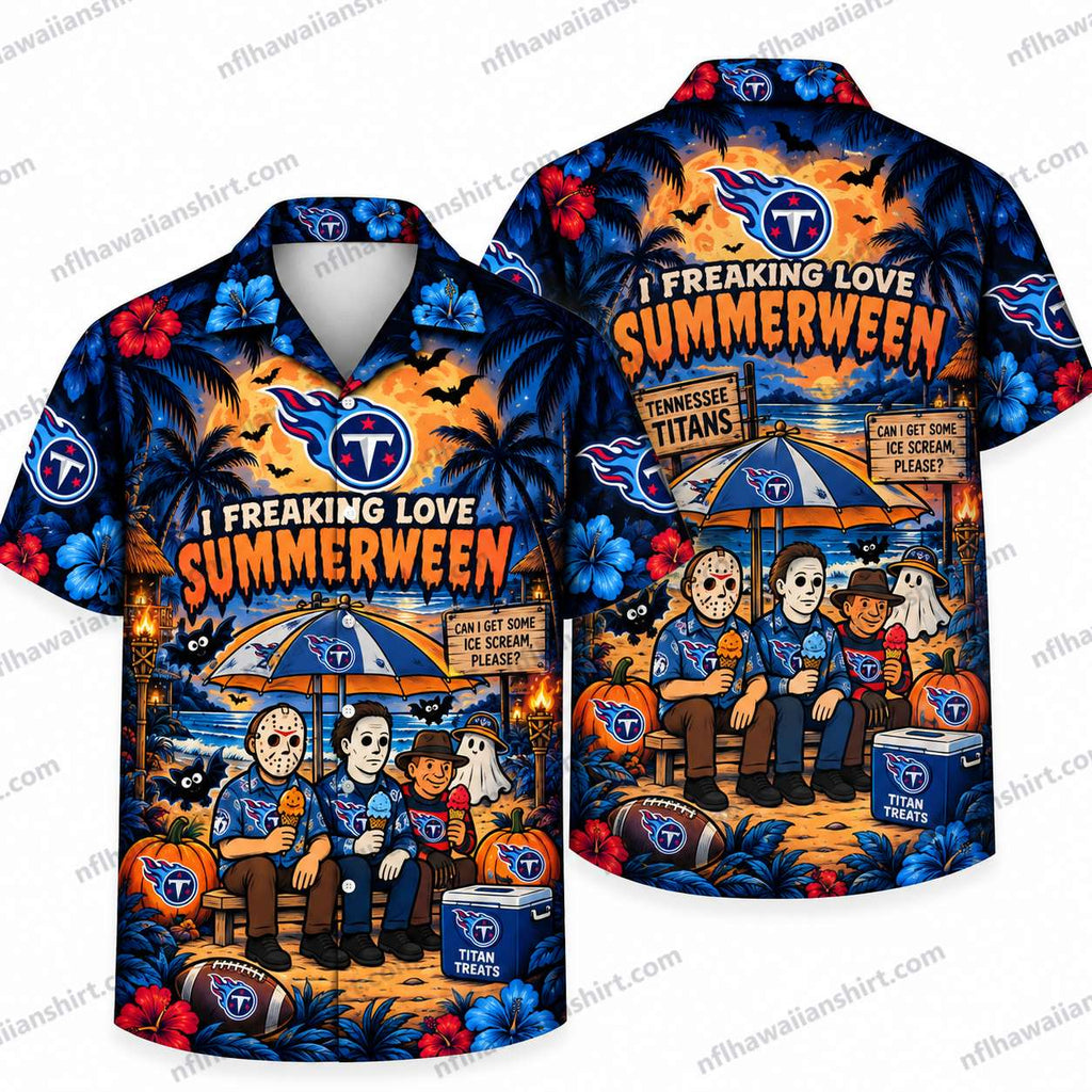 Tennessee Titans Slasher Ensemble Summerween Halloween Hawaiian Shirt
