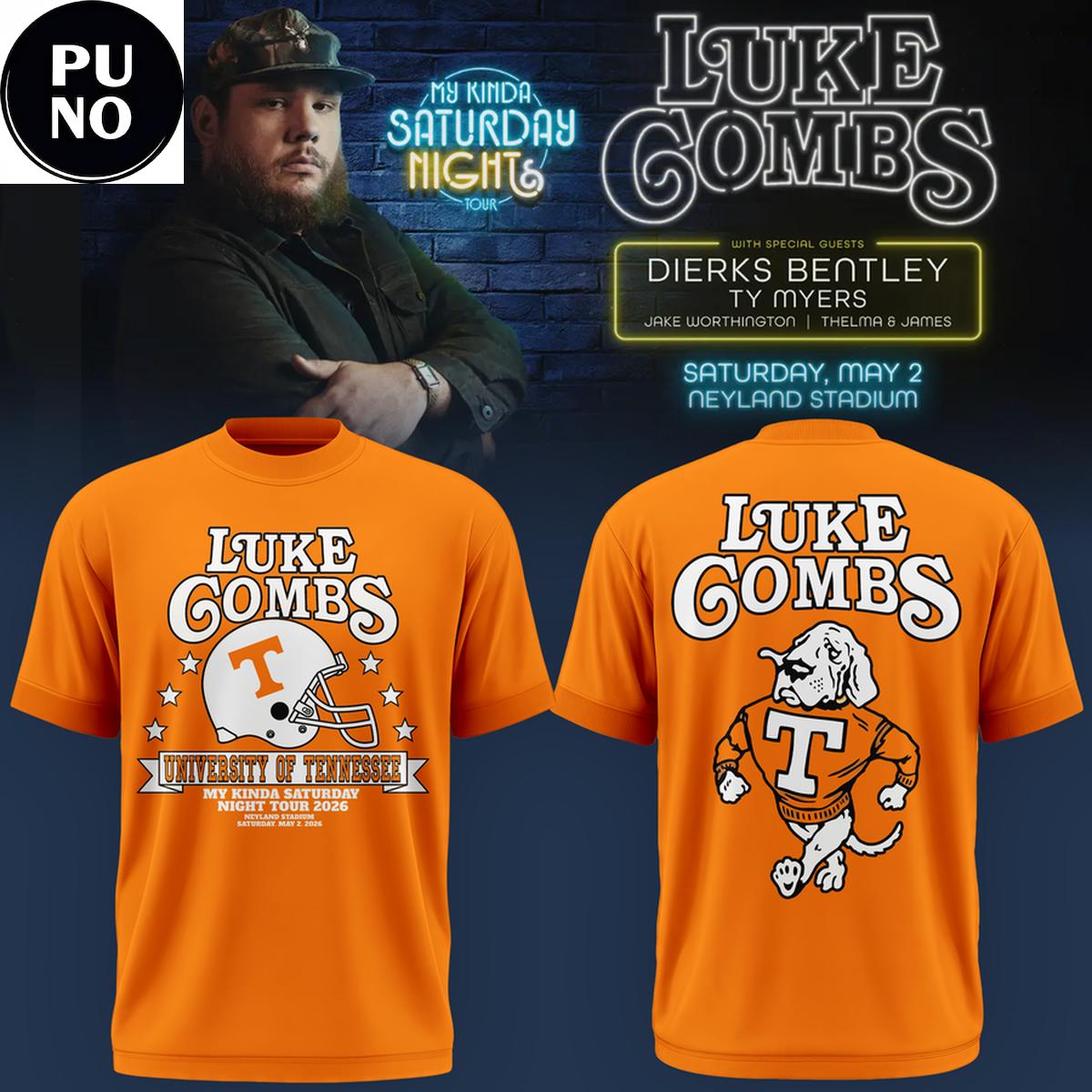 Tennessee Volunteers Smokey x Luke Combs My Kinda Saturday Night Tour 2026 Shirt