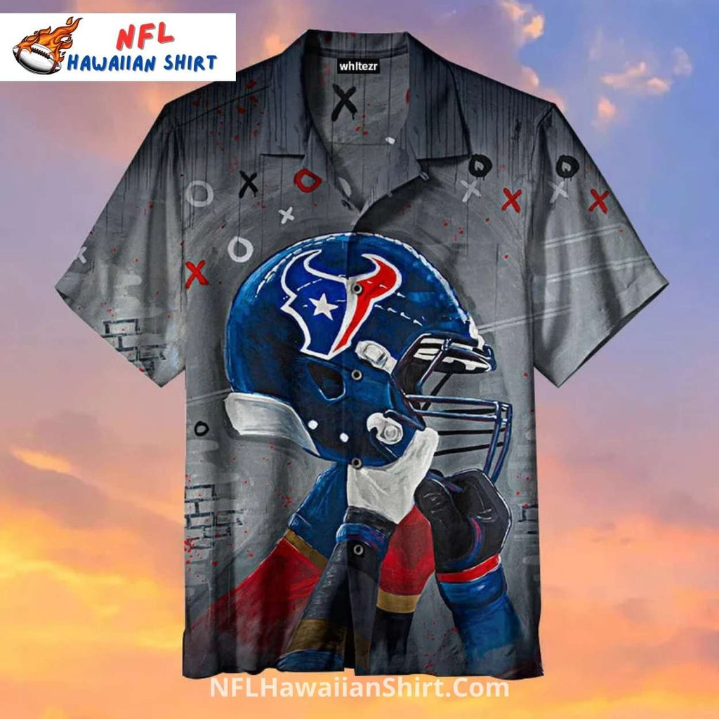 Texans Hawaiian Shirt Artistic Helmet Strategy Design