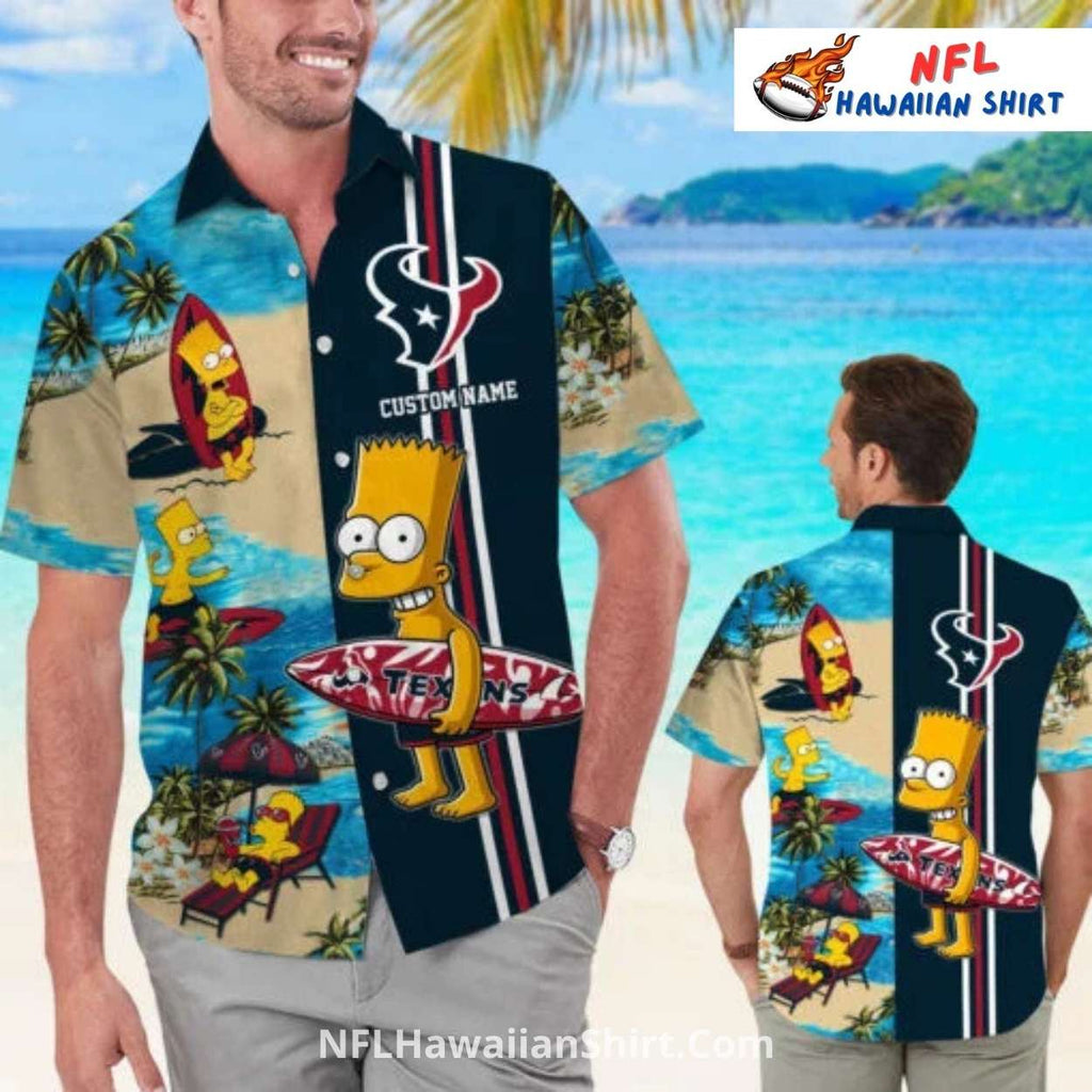 Texans Hawaiian Shirt – Bart Simpson Surfing Theme