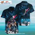 Texans Hawaiian Shirt Blue Midnight Palm Warrior