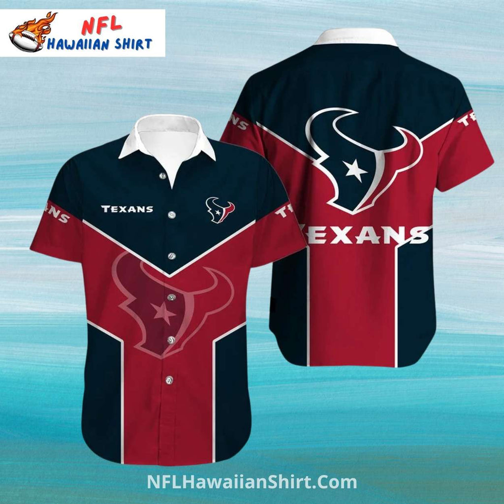 Texans Hawaiian Shirt Bold Red And Navy Chevron Design