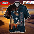 Texans Hawaiian Shirt Custom Name Battle Red Sunset Theme