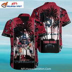 Texans Hawaiian Shirt Red Palm Tree Sunset Custom Name Design