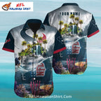 Texans Hawaiian Shirt Tropical Island Waterfall Theme