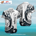 Texans Hawaiian Shirt White Flame And Logo Graphic