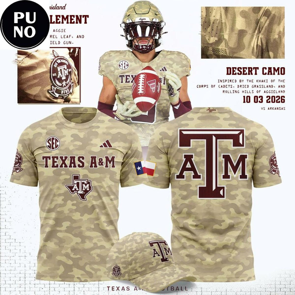 Texas A&M 2026 Honor and Support Desert Camo Hoodie T-Shirt