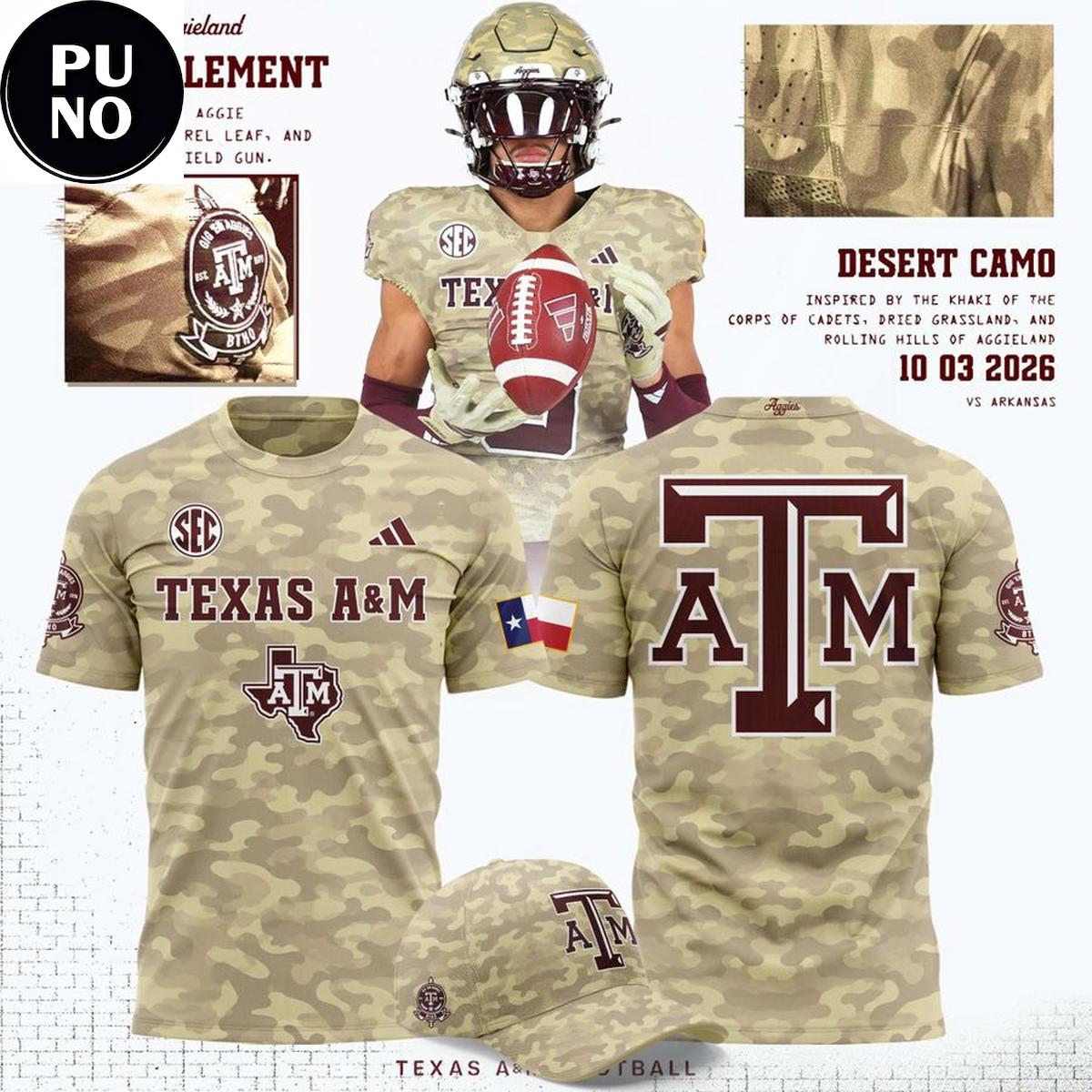 Texas A&M 2026 Honor and Support Desert Camo Hoodie T-Shirt