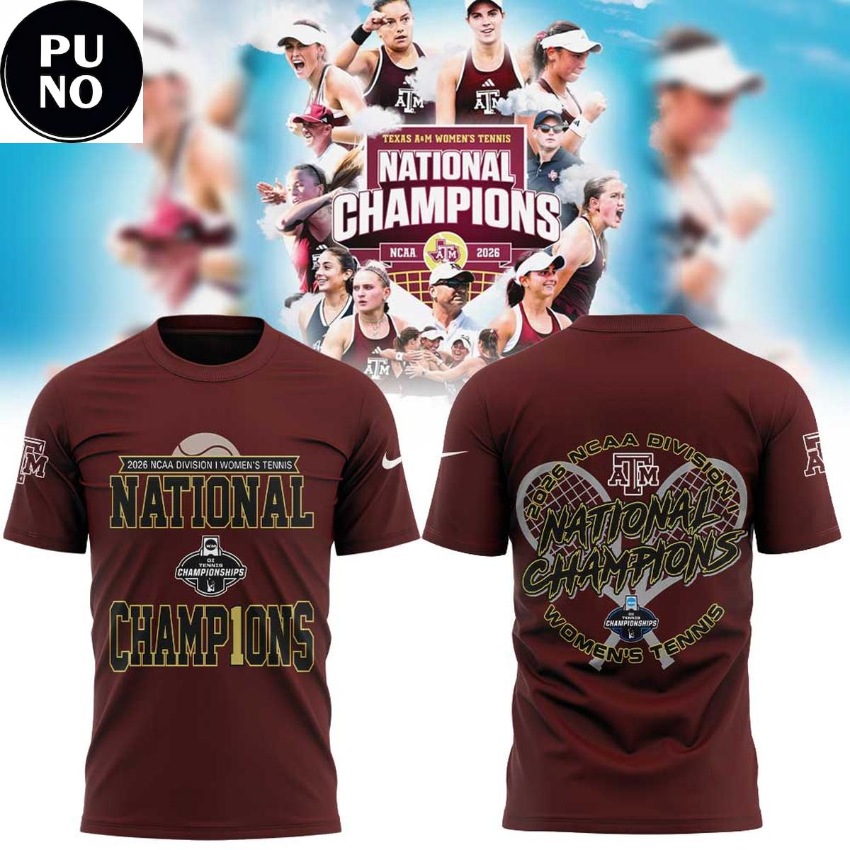 Texas A&M 2026 NCAA DI Women's Tennis National Champions Hoodie T-Shirt