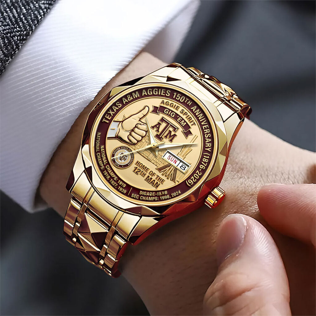 Texas A&M Aggies Football 150th Anniversary 2026 Alloy Luxury Quartz Watch - TANTN21314
