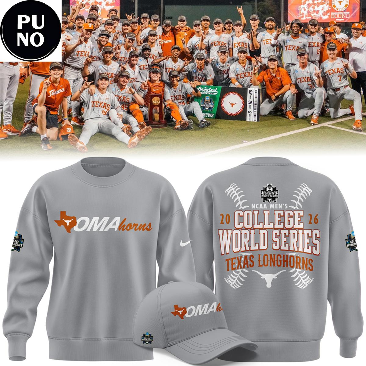 Texas Longhorns 2026 NCAA Baseball College World Series OmaHorns Hoodie T-Shirt