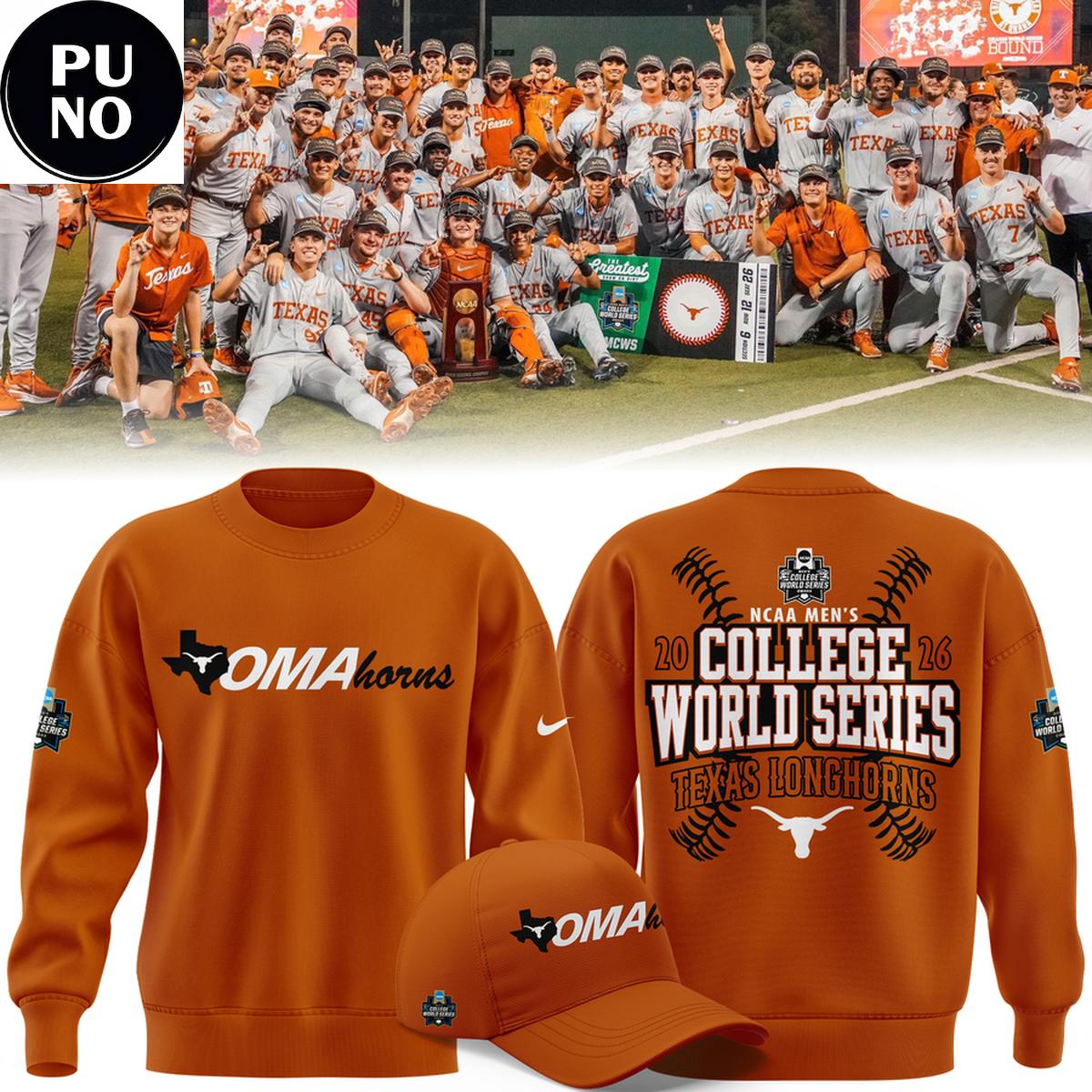 Texas Longhorns 2026 NCAA Baseball College World Series OmaHorns Hoodie T-Shirt