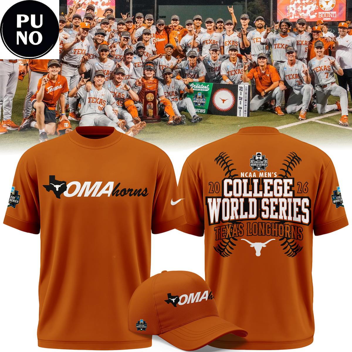 Texas Longhorns 2026 NCAA Baseball College World Series OmaHorns Hoodie T-Shirt