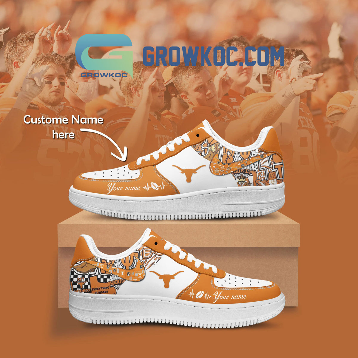 Texas Longhorns Personalized Air Force 1 Shoes