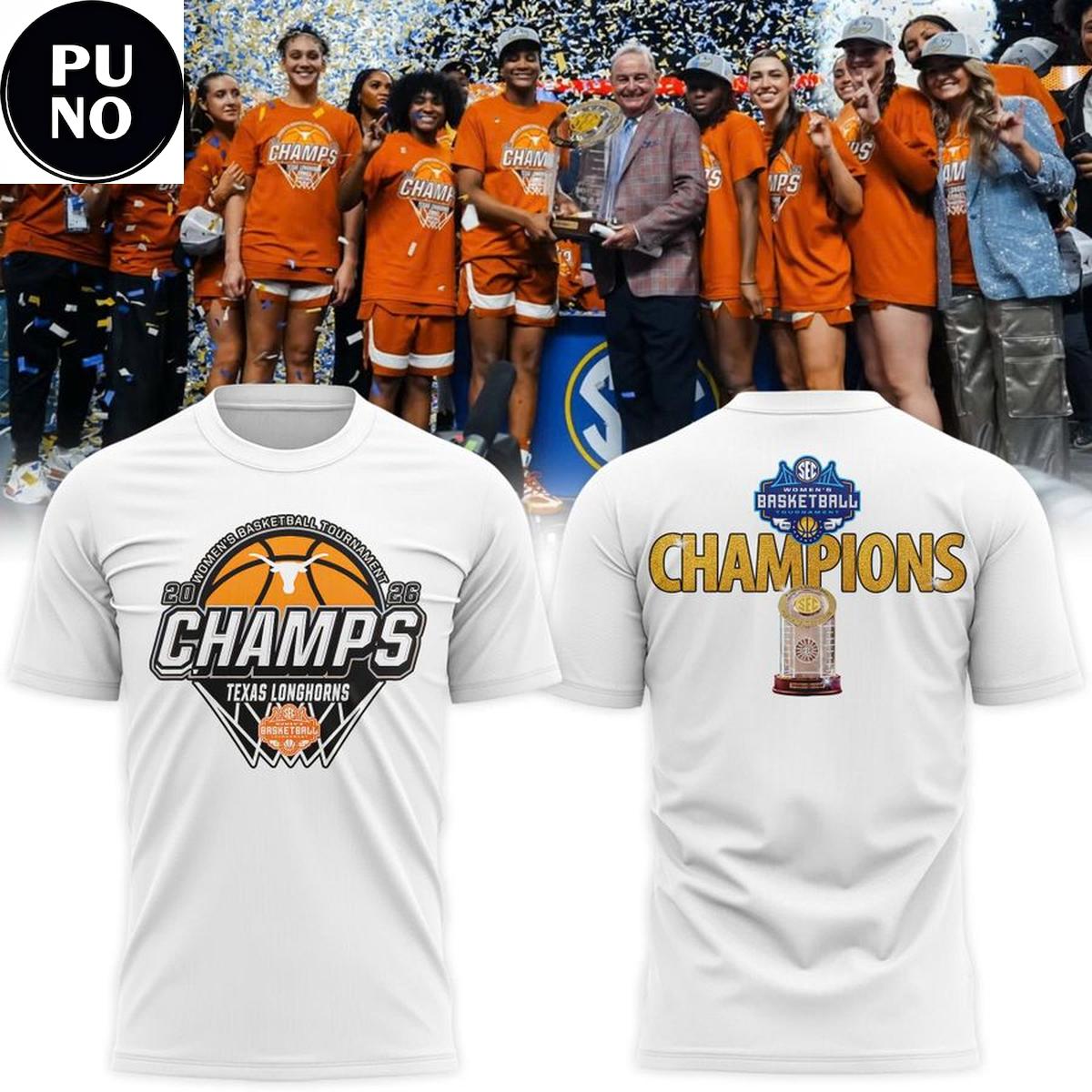 Texas Longhorns Women's Basketball 2026 SEC Tournament Champions Cup Hoodie T-Shirt