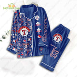 Texas Rangers Baseball Blue Pajamas Set MLB Gift for Fans