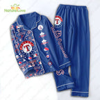 Texas Rangers Baseball Blue Pajamas Set MLB Gift for Fans