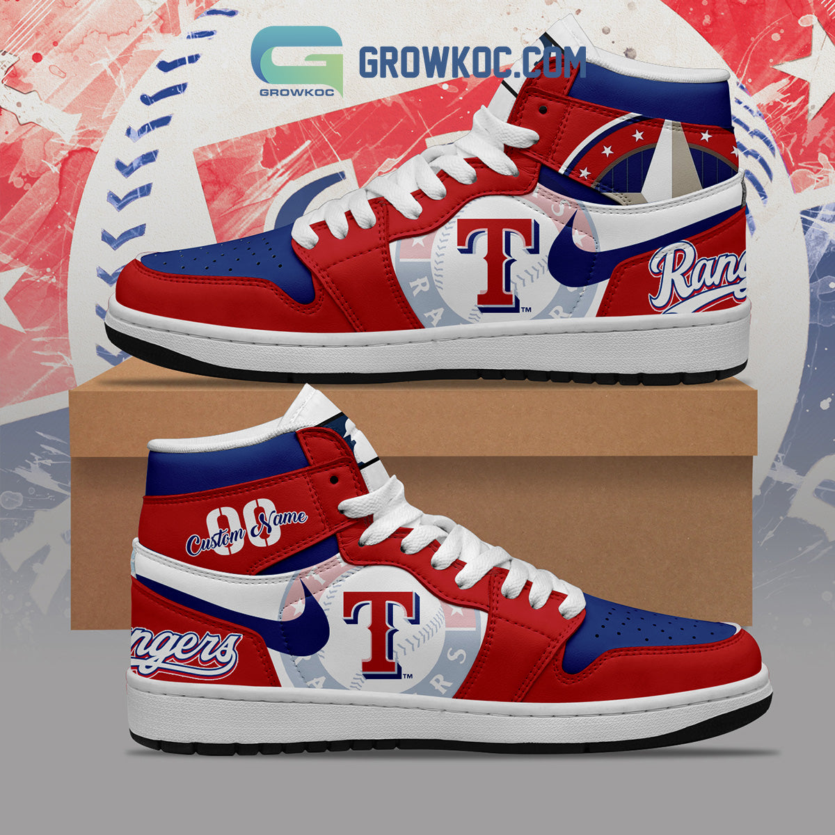 Texas Rangers MLB Personalized Air Jordan 1 Shoes