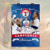 Texas Rangers World Series Champions Campeones Cup 2023 Poster MLB Gift
