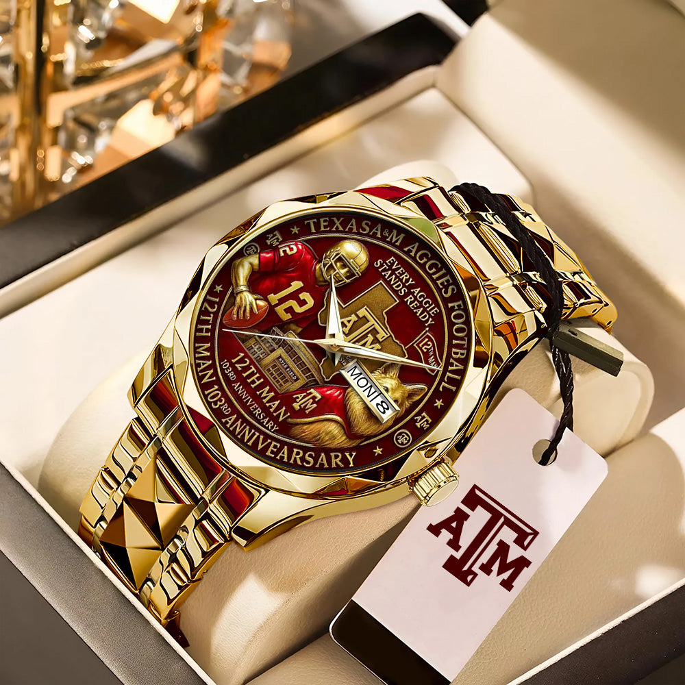 Texas A&M Aggies Football Alloy Luxury Quartz Watch - TANTN17943