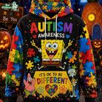The Autism x SpongeBob It’s Okay To Be Different 3D Hoodie