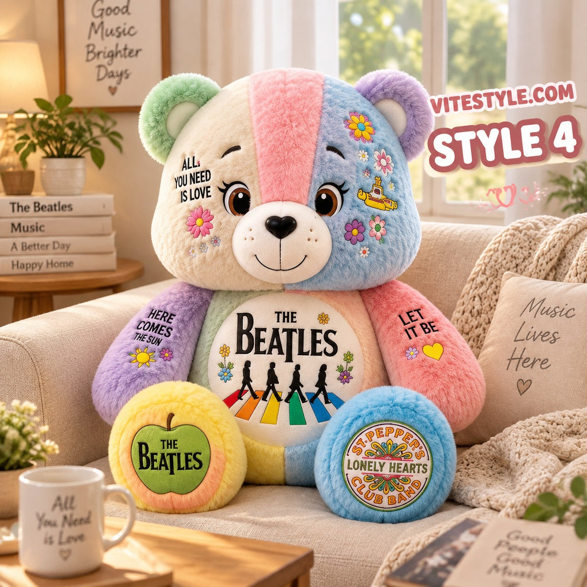 The Beatles Bear Custom Shaped Pillow