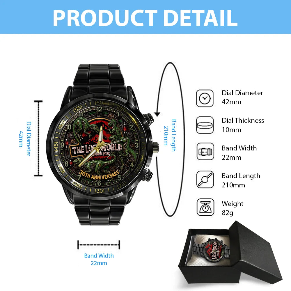 The Lost World: Jurassic Park 30th Anniversary Black Stainless Steel Watch - TMTHU8773