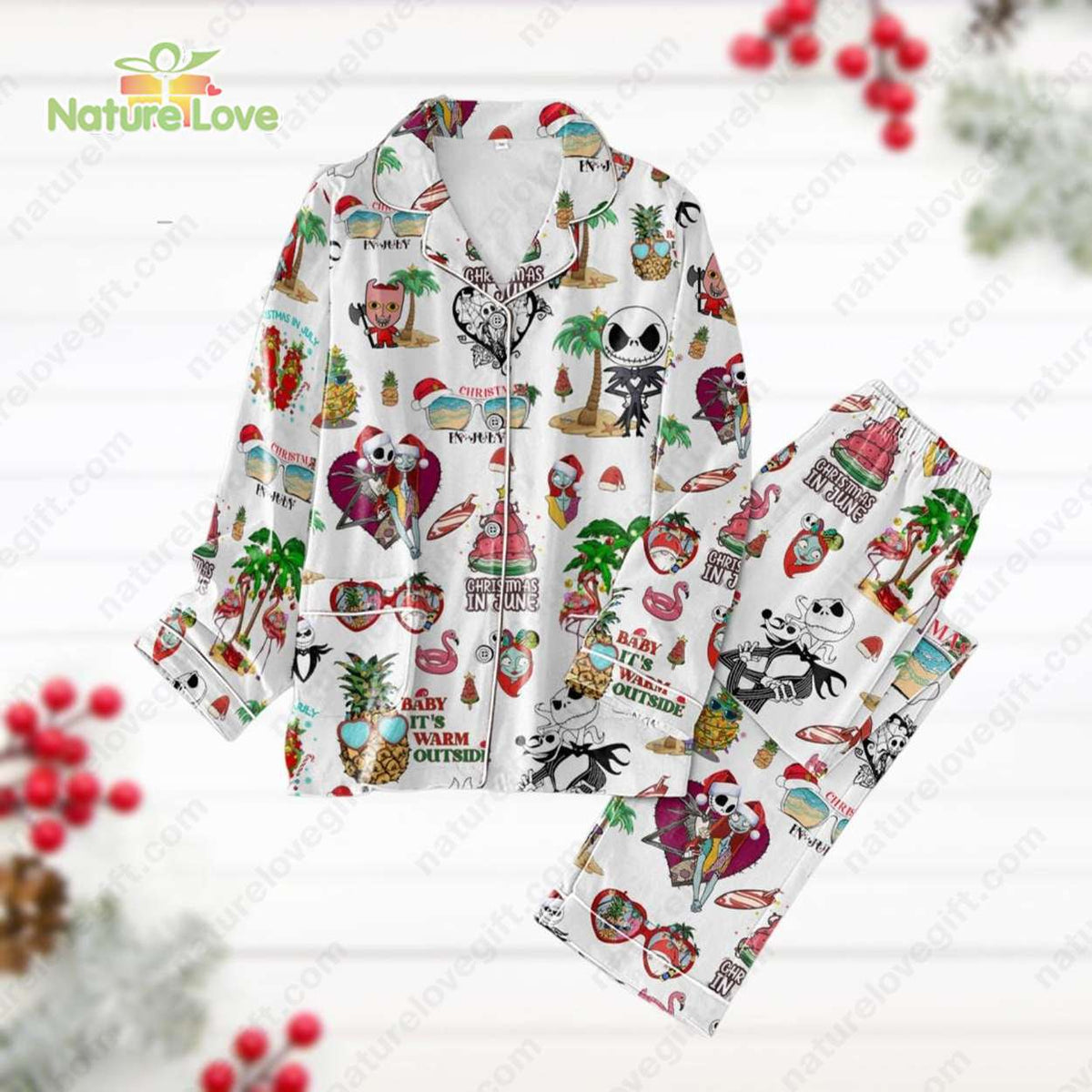 The Nightmare Before Christmas Pajamas Santa Sally And Jack Pjs Set