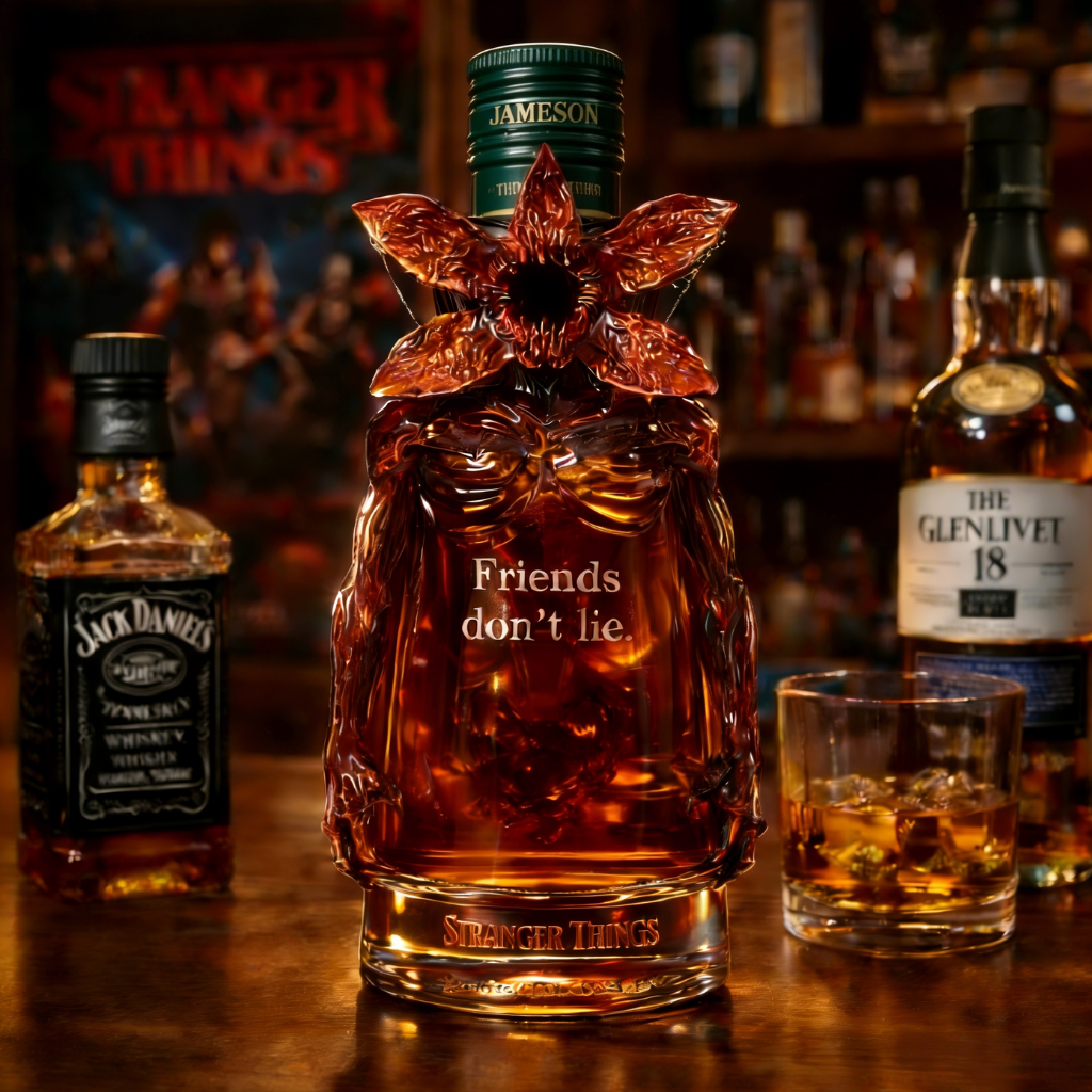 The Other Side Stranger Things Whisky Bottle
