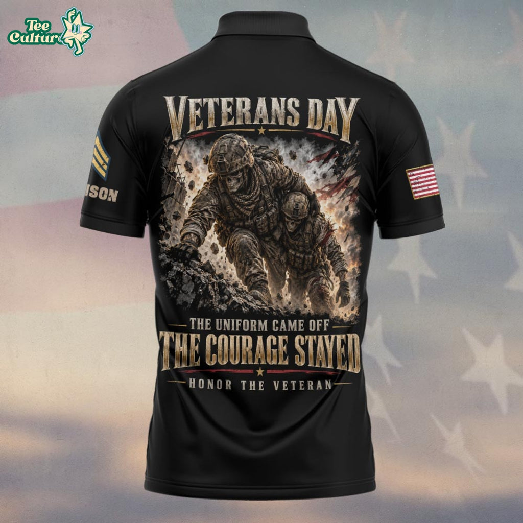 The Uniform Came Off The Courage Stayed, Personalized Realistic Veteran Dad Pride – Polo