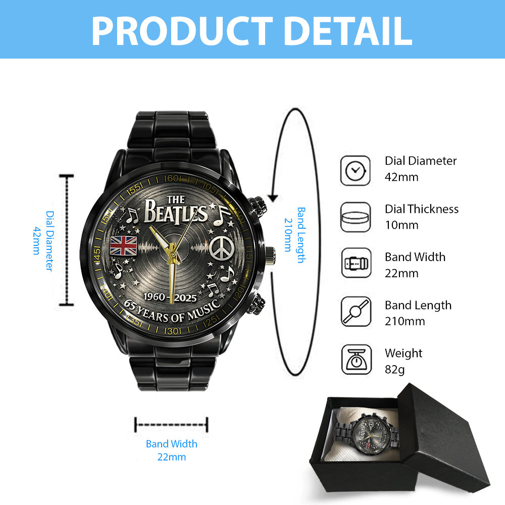 The Beatles 65th Anniversary Black Stainless Steel Watch - TANTN19763