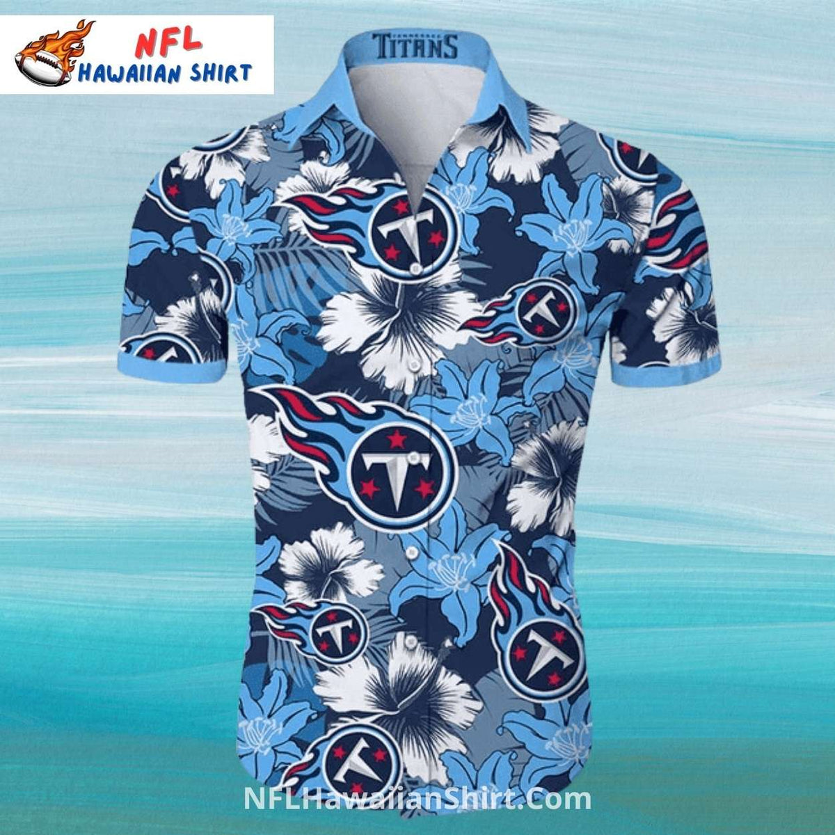 Titans Hawaiian Shirt – Floral Hibiscus And Logo Pattern