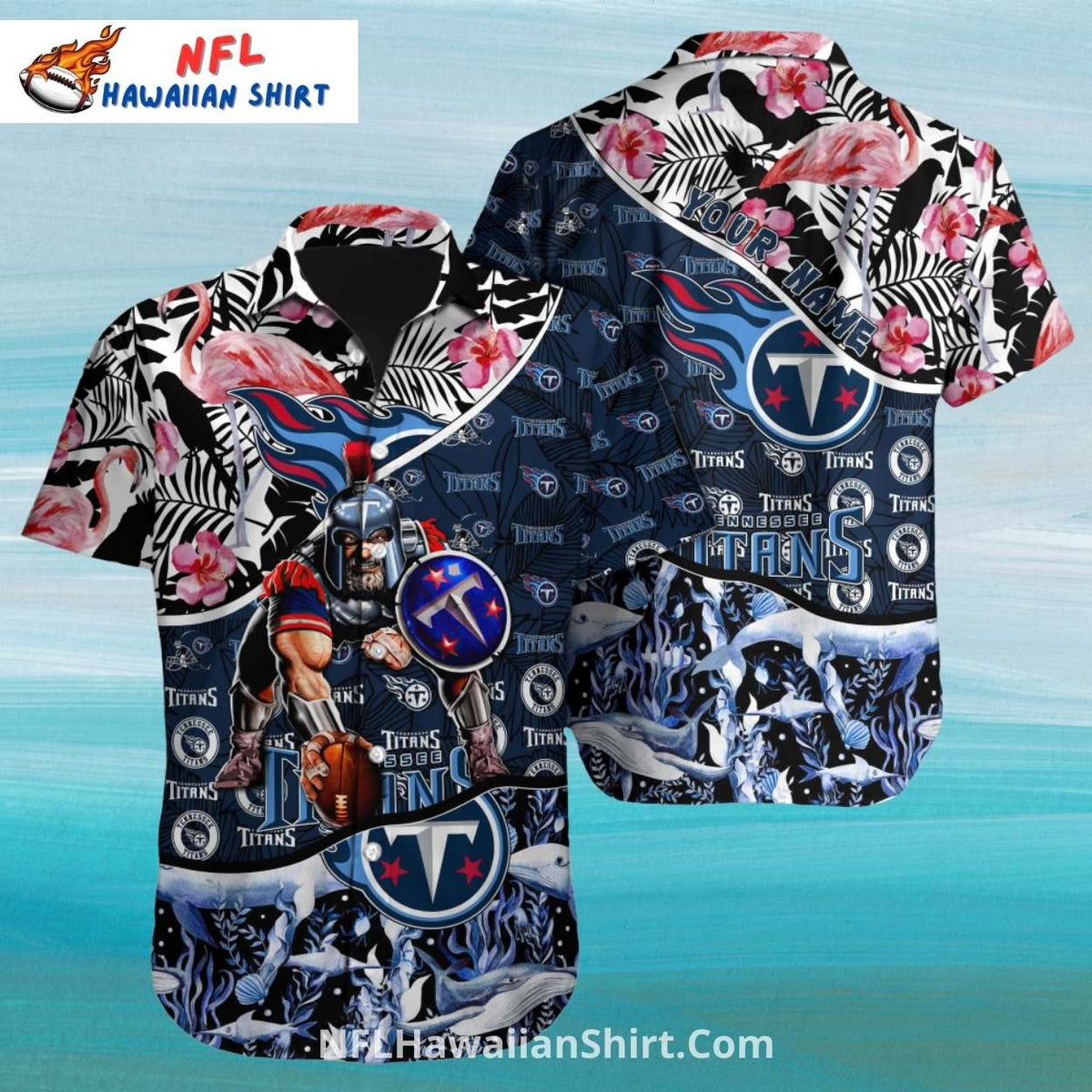Titans Hawaiian Shirt – Gladiator And Flamingo Floral