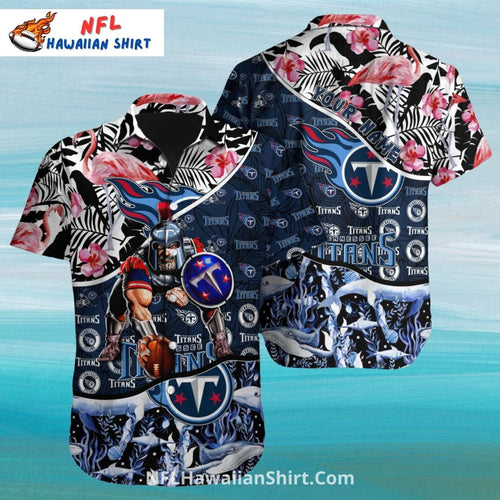 Titans Hawaiian Shirt – Gladiator And Flamingo Floral