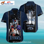 Titans Hawaiian Shirt Palm Trees And Warrior Dark Theme