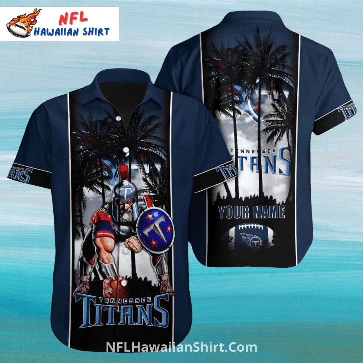 Titans Hawaiian Shirt Palm Trees And Warrior Dark Theme