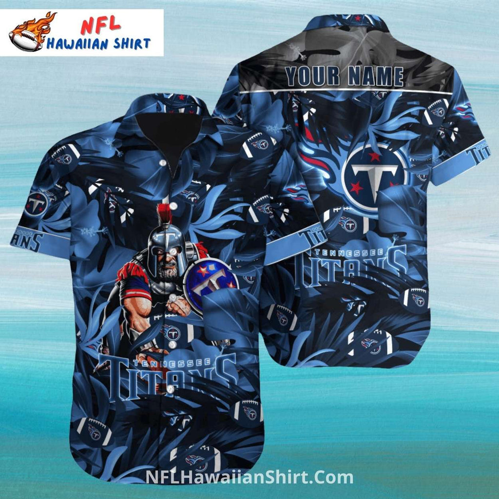 Titans Hawaiian Shirt – Warrior And Football Leaf Design