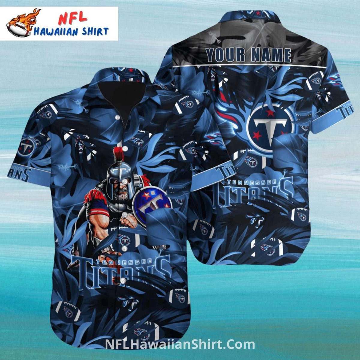 Titans Hawaiian Shirt – Warrior And Football Leaf Design