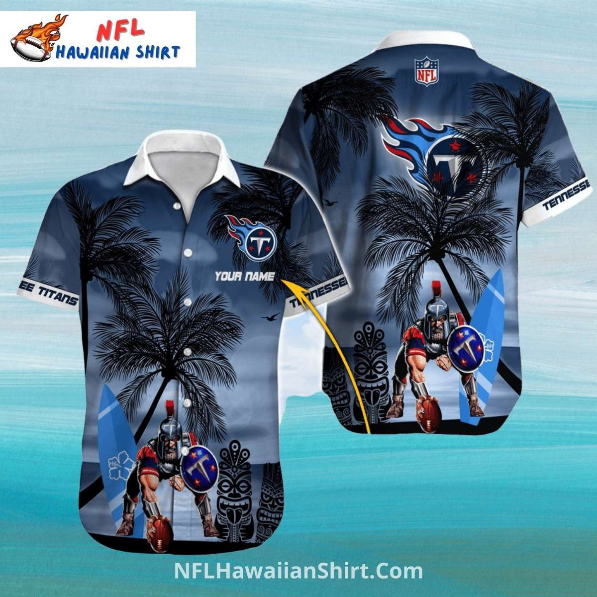 Titans Hawaiian Shirt – Warrior And Palm Tree Design