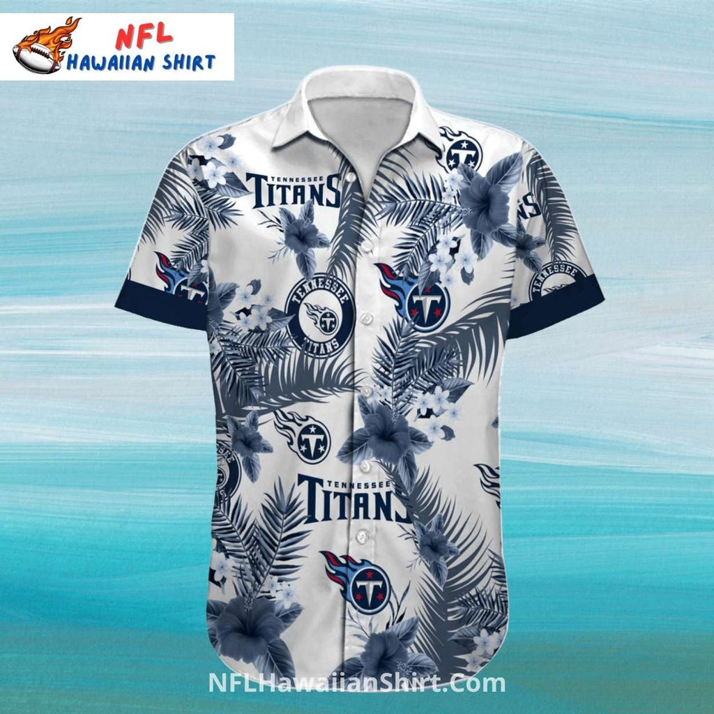 Titans Hawaiian Shirt – White Floral Palm Pattern