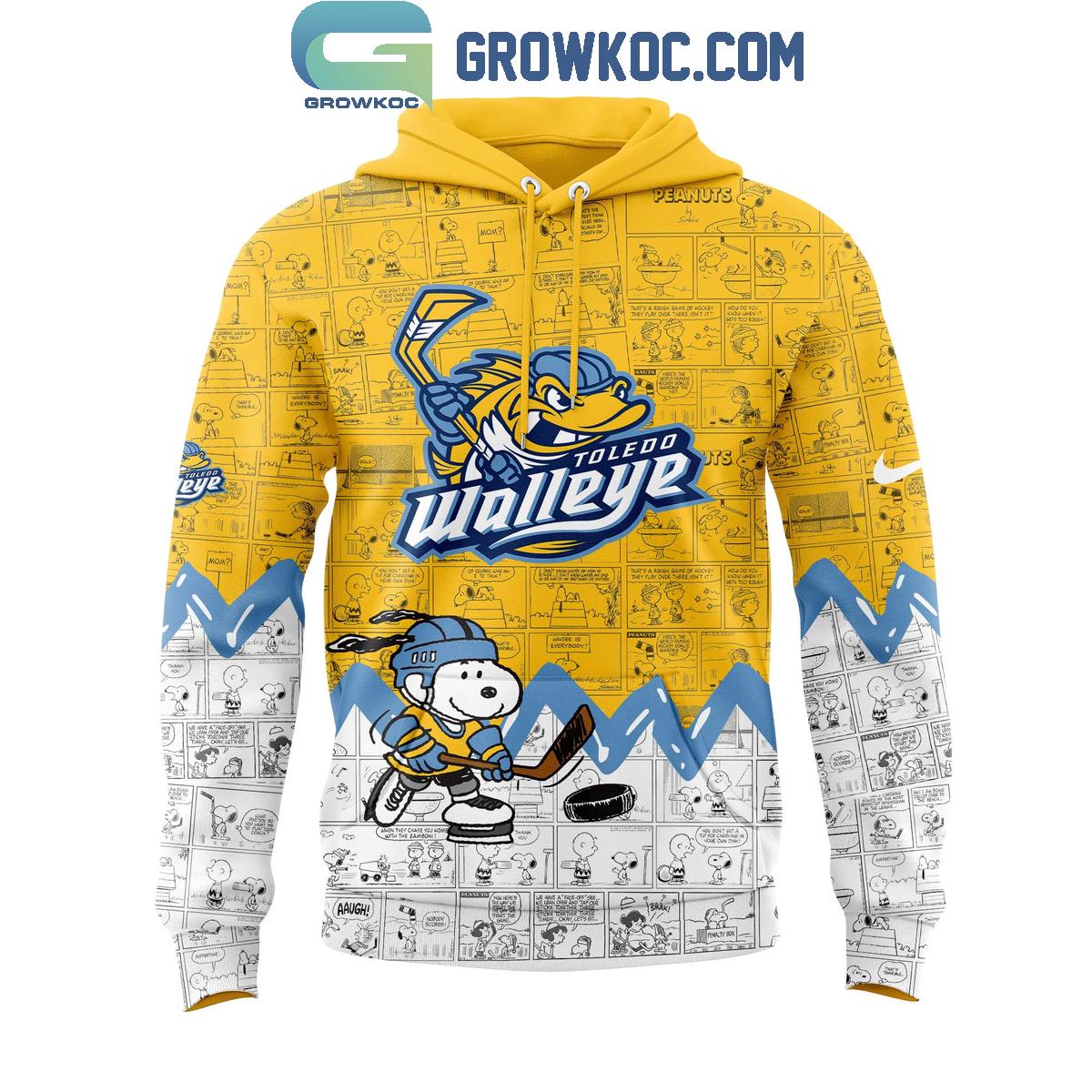 Toledo Walleye 75th Anniversary Of Peanuts Snoopy Hoodie T Shirt