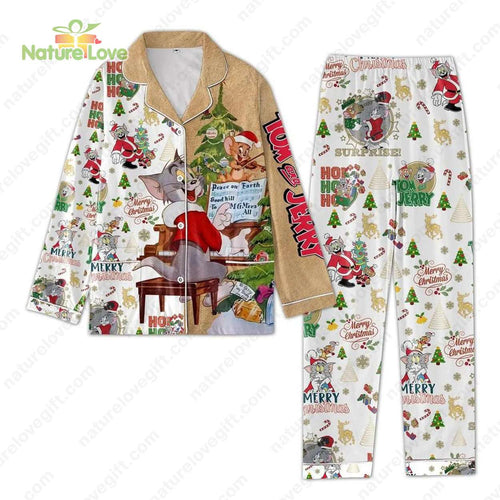Tom And Jerry Christmas Together Xmas Pajamas Set