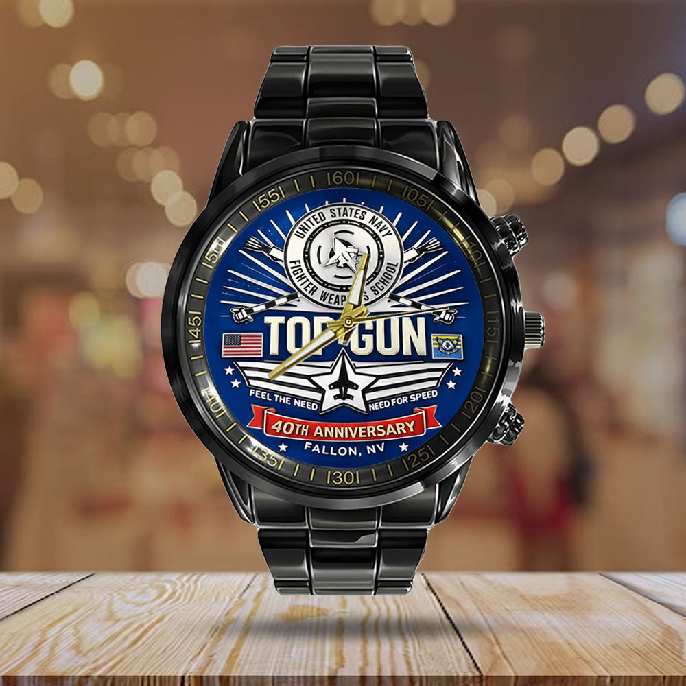 Top Gun 40th Anniversary Black Stainless Steel Watch - TMTHU3085