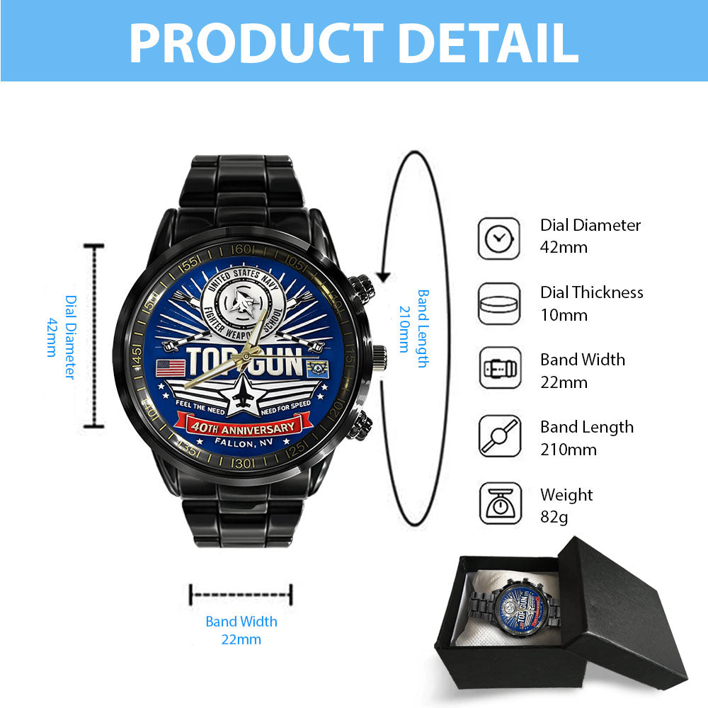 Top Gun 40th Anniversary Black Stainless Steel Watch - TMTHU3085