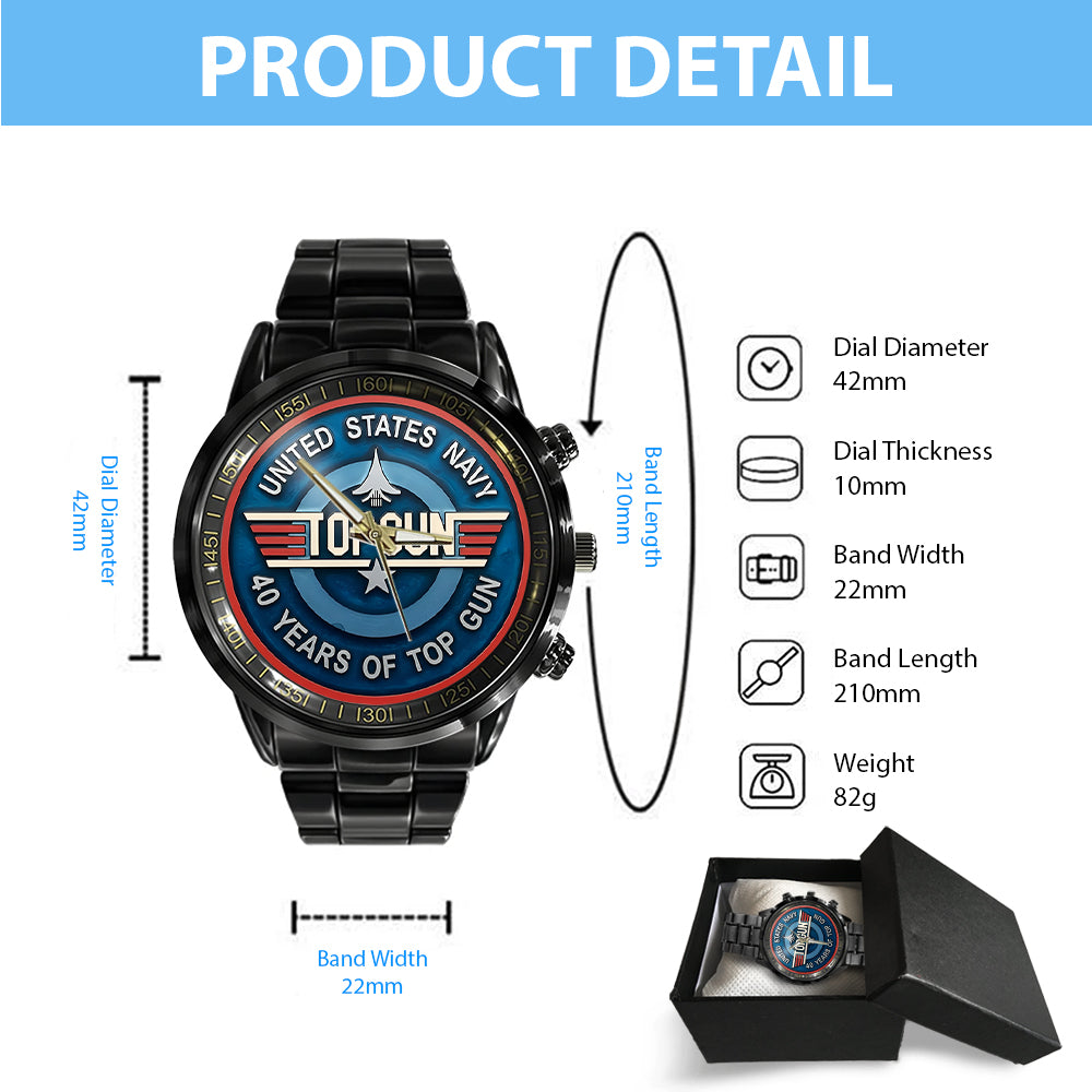 Top Gun 40th Anniversary Black Stainless Steel Watch - TMTHU3003