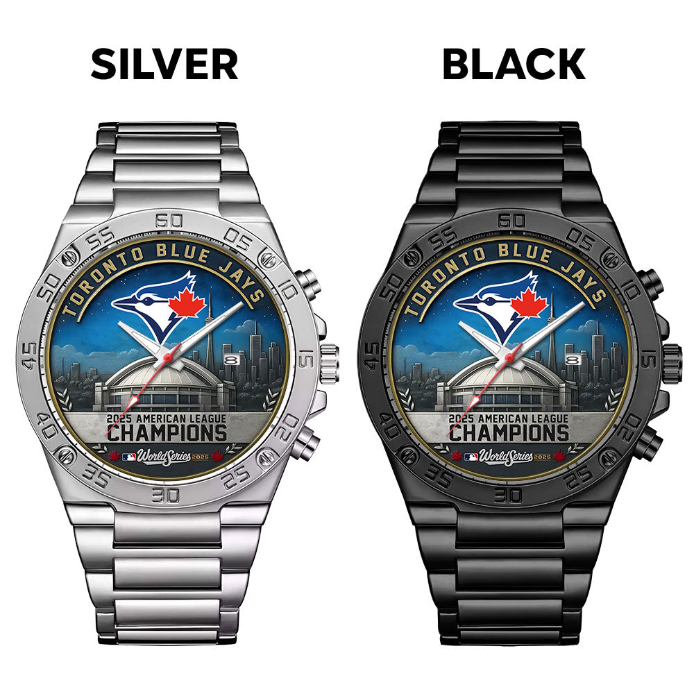 Toronto Blue Jays 2025 American League Champions Gentleman Stainless Steel Watch - MAITM13771