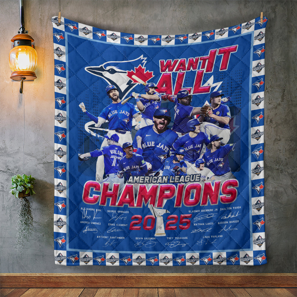Toronto Blue Jays 2025 American League Champions Quilt Blanket - MAITM13772