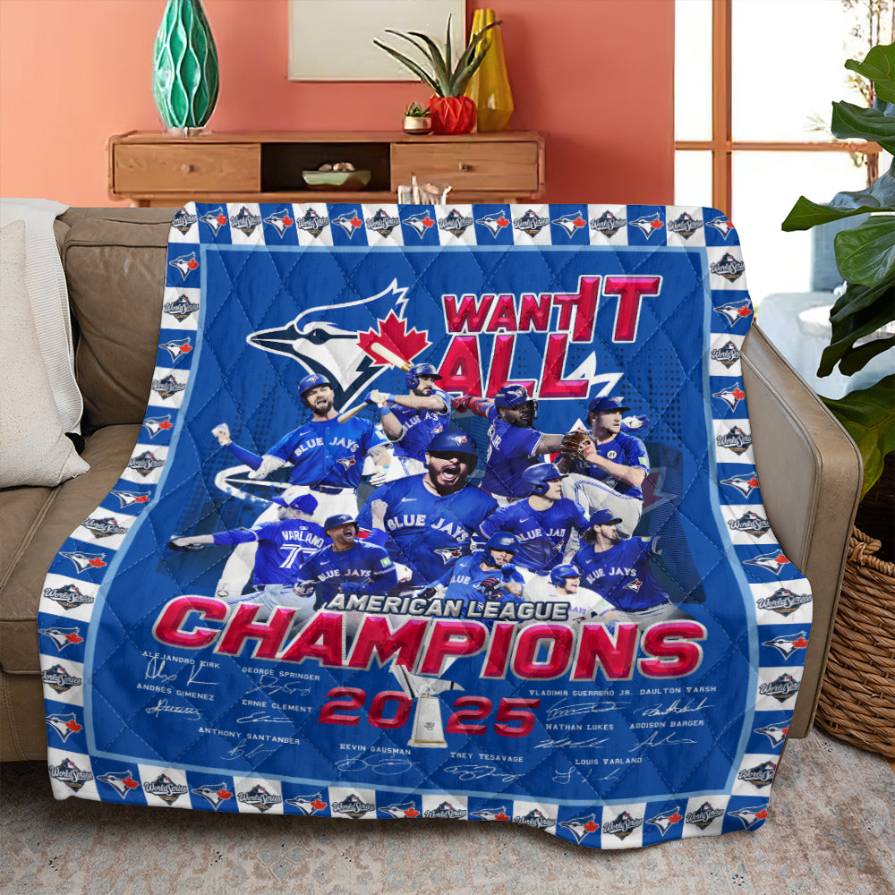 Toronto Blue Jays 2025 American League Champions Quilt Blanket - MAITM13772