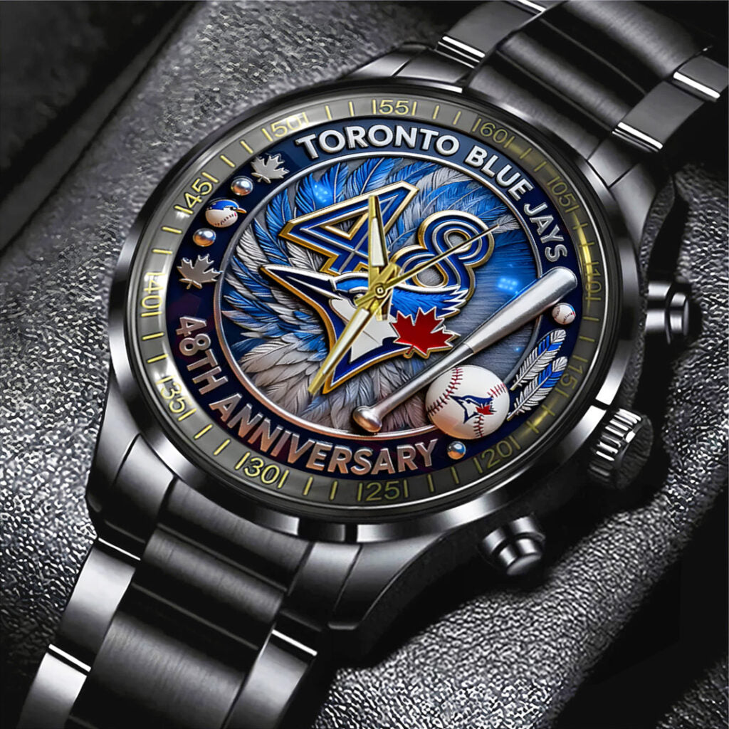 Toronto Blue Jays 48th Anniversary Black Stainless Steel Watch - TANTN17990